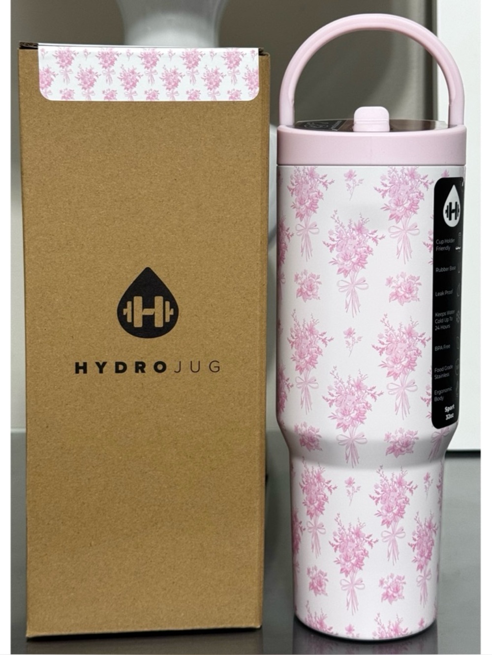HydroJug‎ 32oz Sport Water Bottle, BOUQUET FLOWERS